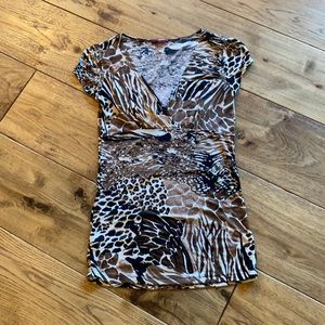 Animal print shirt, lots of stretch and very flattering